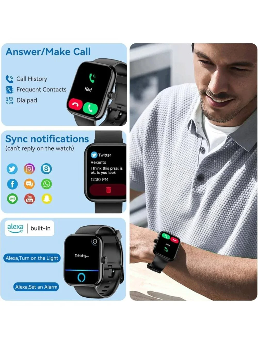 2026 Fitness Smart Watch with Alexa, HD Display, Bluetooth Calls, Heart Rate